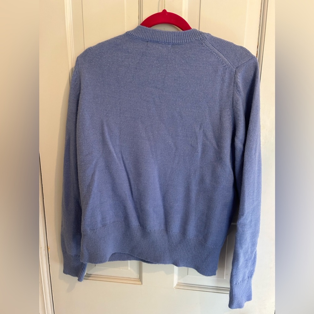 Banana Republic Factory Everyday LOFTY Crewneck SWEATER large split hem Blue - Picture 6 of 6